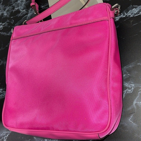 MICHAEL KORS Bag Jet Set Nylon Hot Pink Gabardine Messenger Crossbody AUTHENTIC - Picture 12 of 15